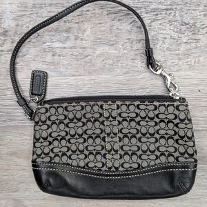 Coach Monogram Black and Gray Wristlet